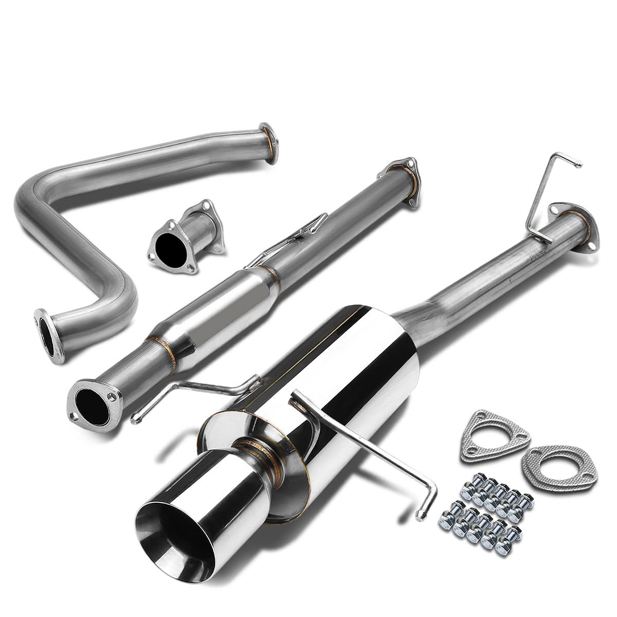 1997-2001 Honda Prelude Single Rolled Tip Catback Exhaust - Stainless Steel