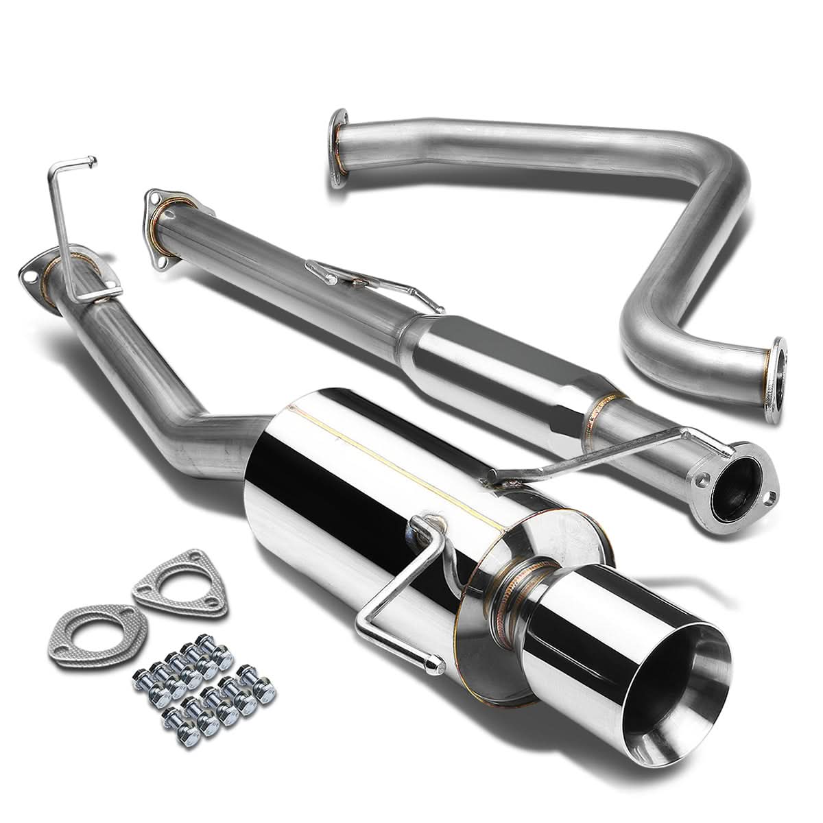 1997-2001 Honda Prelude Single Rolled Tip Catback Exhaust - Stainless Steel