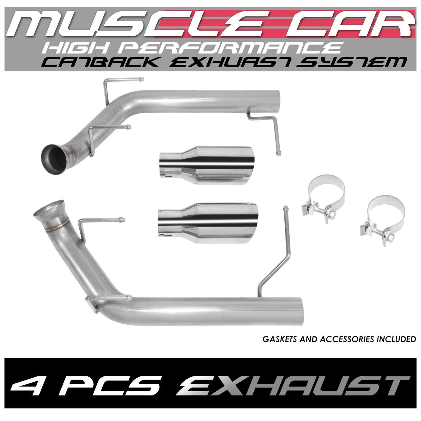 2011-2014 Ford Mustang 5.0L Axleback Exhaust Dual Rolled Tip Stainless Steel