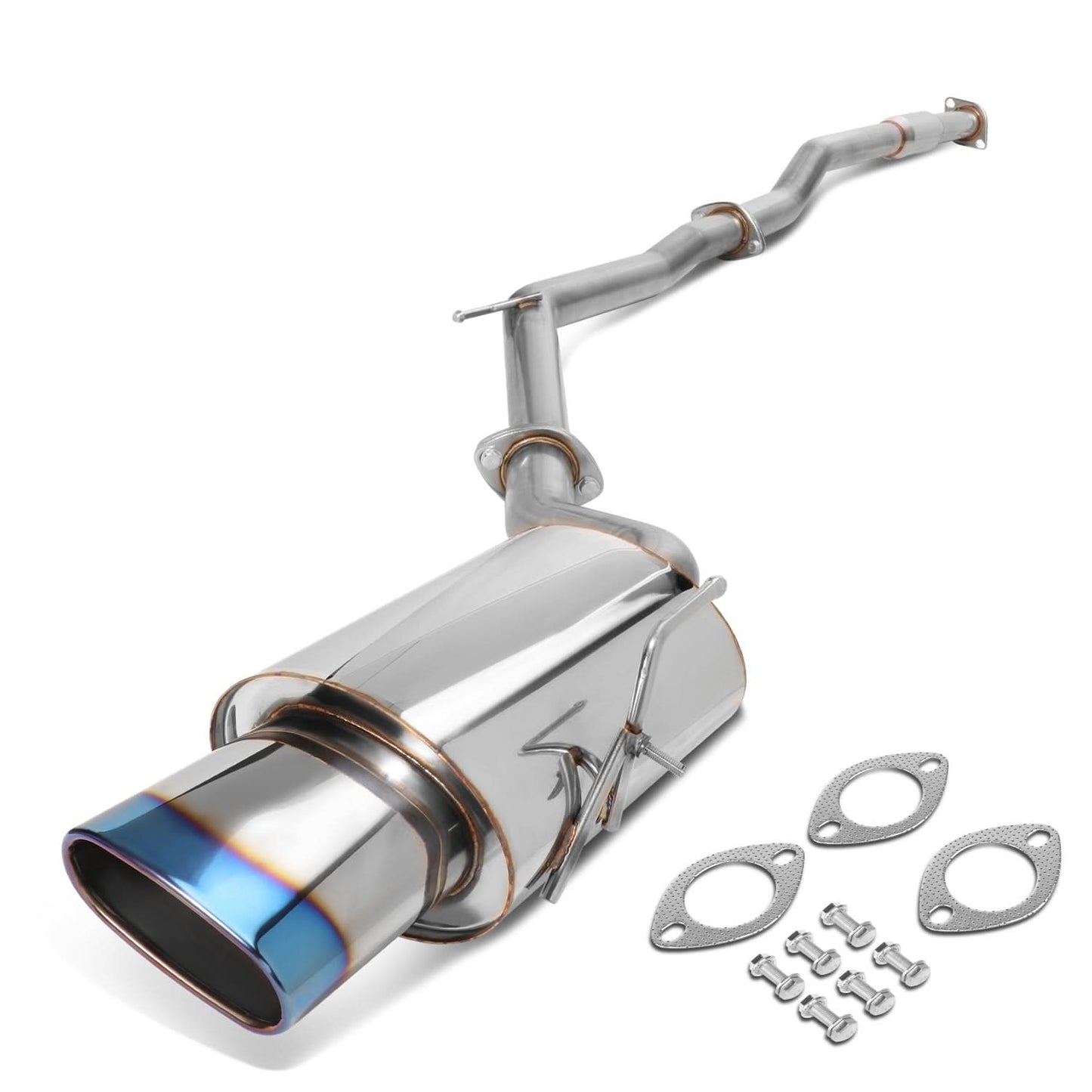02-06 Nissan Altima 2.5L Single Oval Burnt Tip Catback Exhaust Stainless Steel