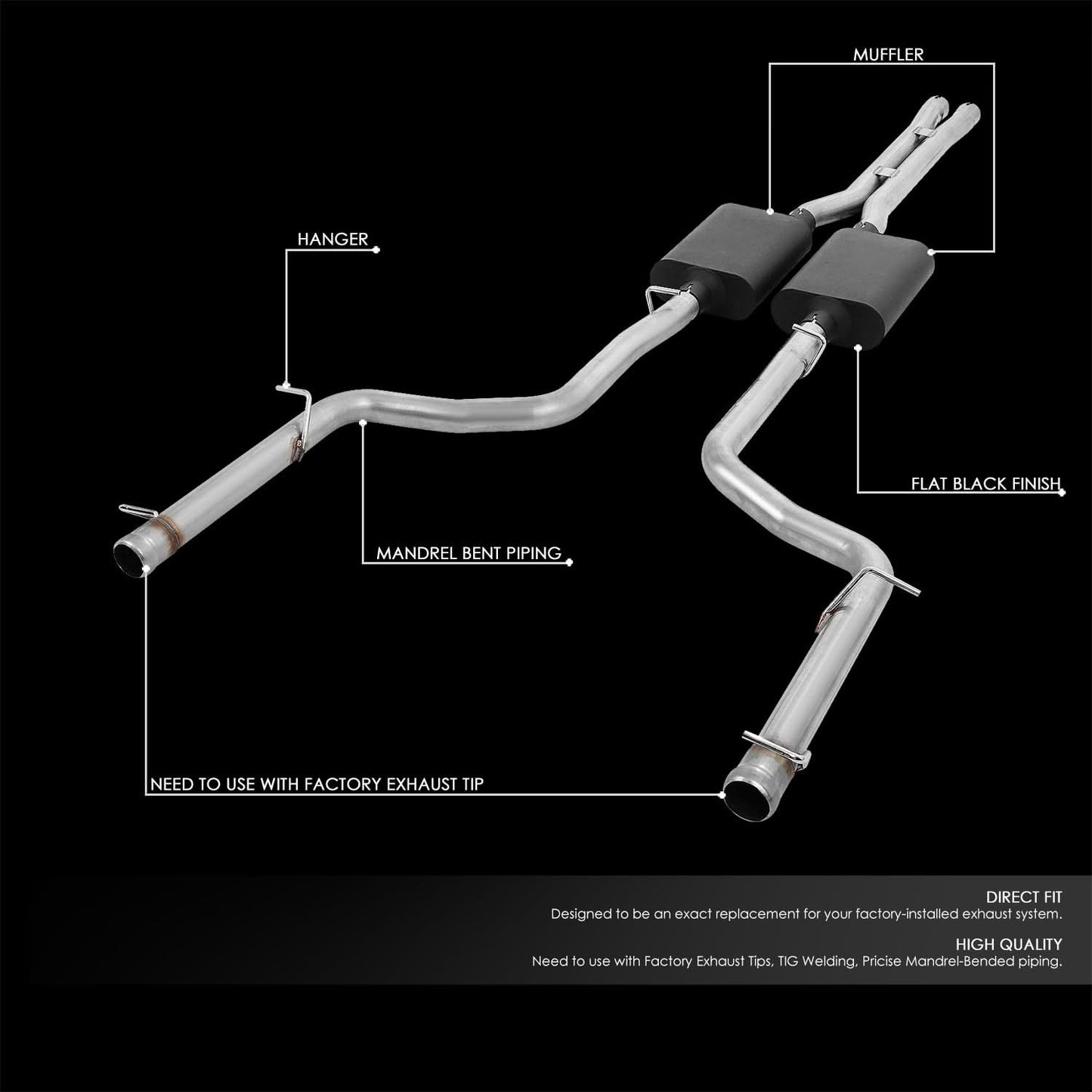 2009-2014 Dodge Challenger 5.7L Catback Exhaust System Aluminized Steel