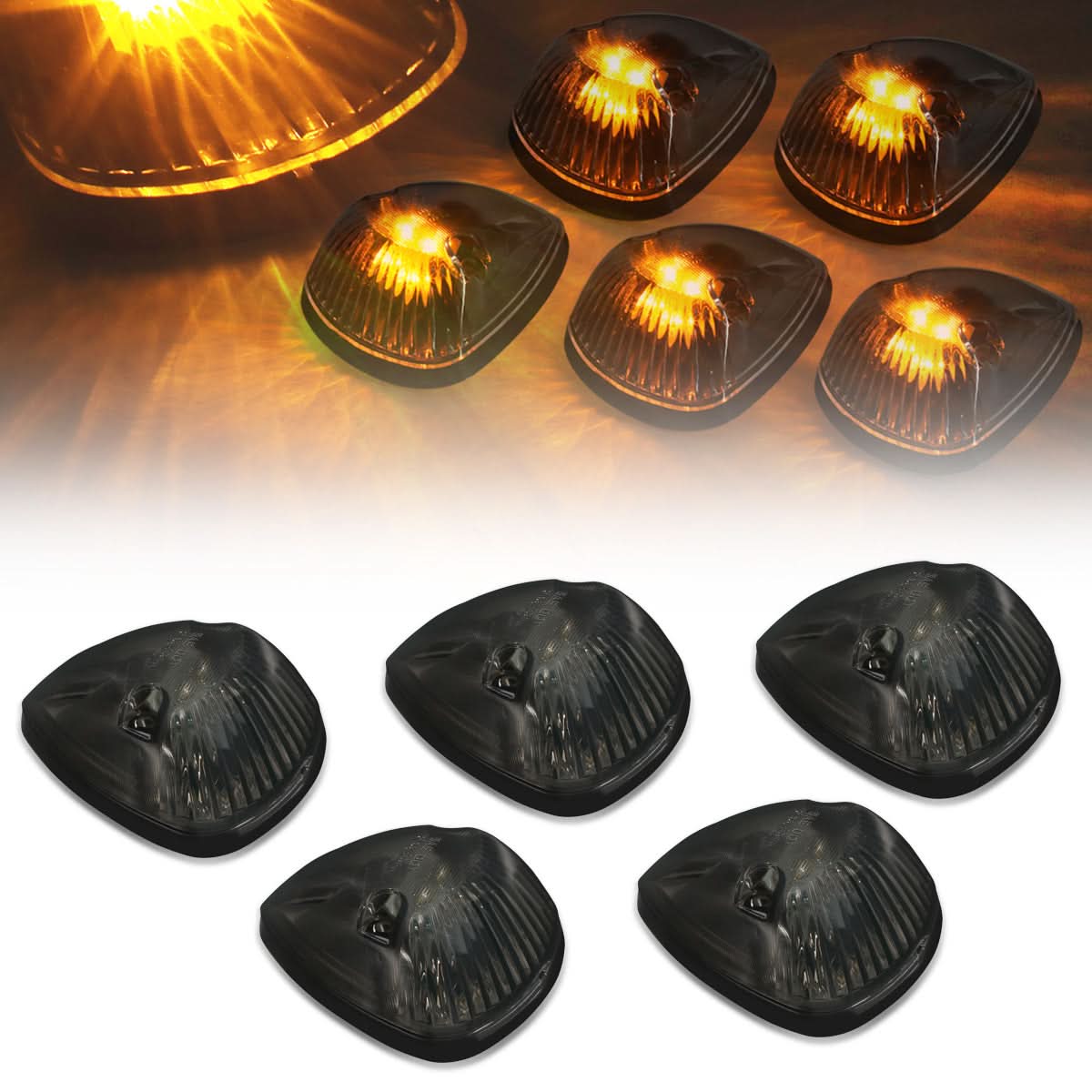 94-98 Dodge Ram 2500/3500 Cab Light - Smoke Housing Amber LED