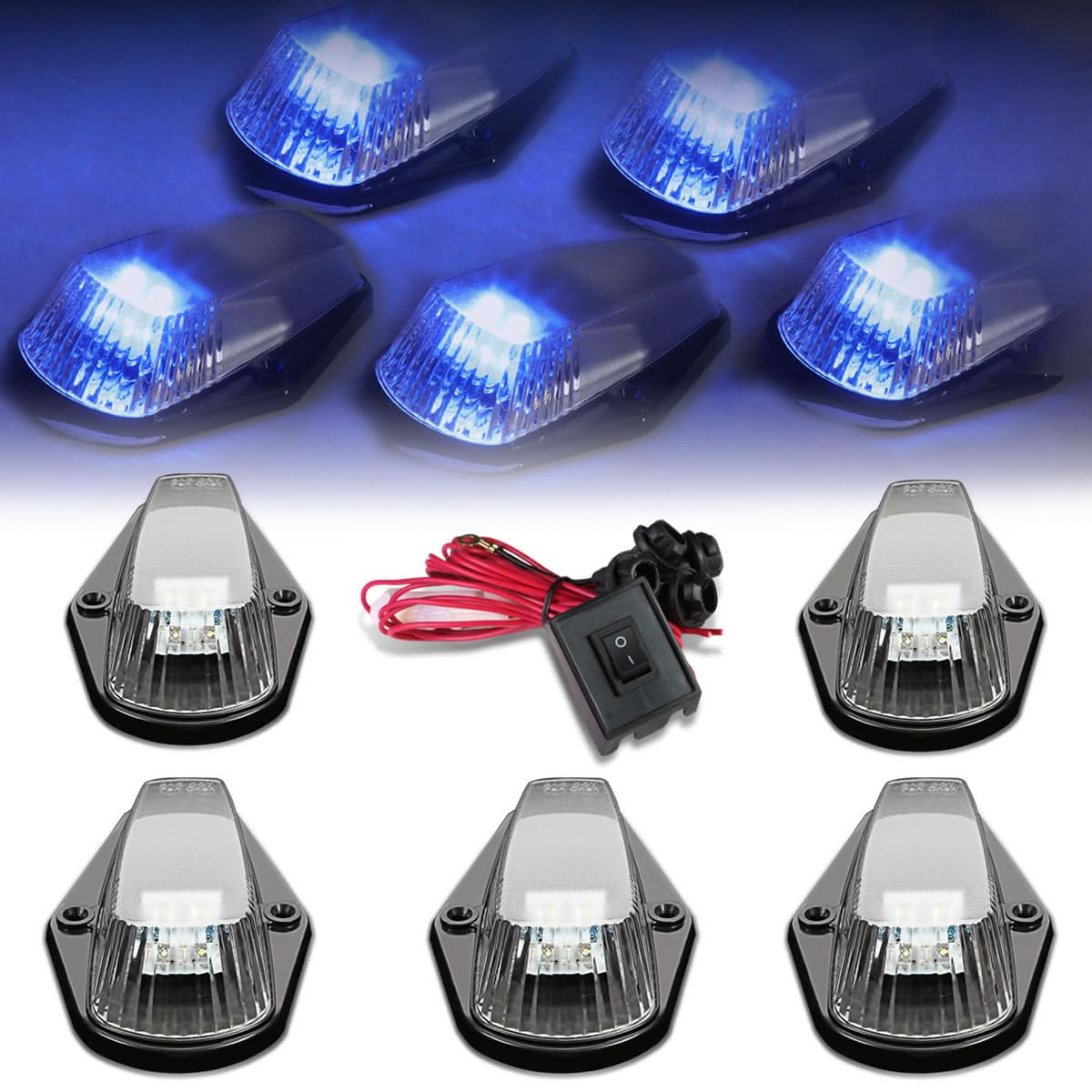 80-96 Ford Super Duty Black Housing Blue LED Cab Light