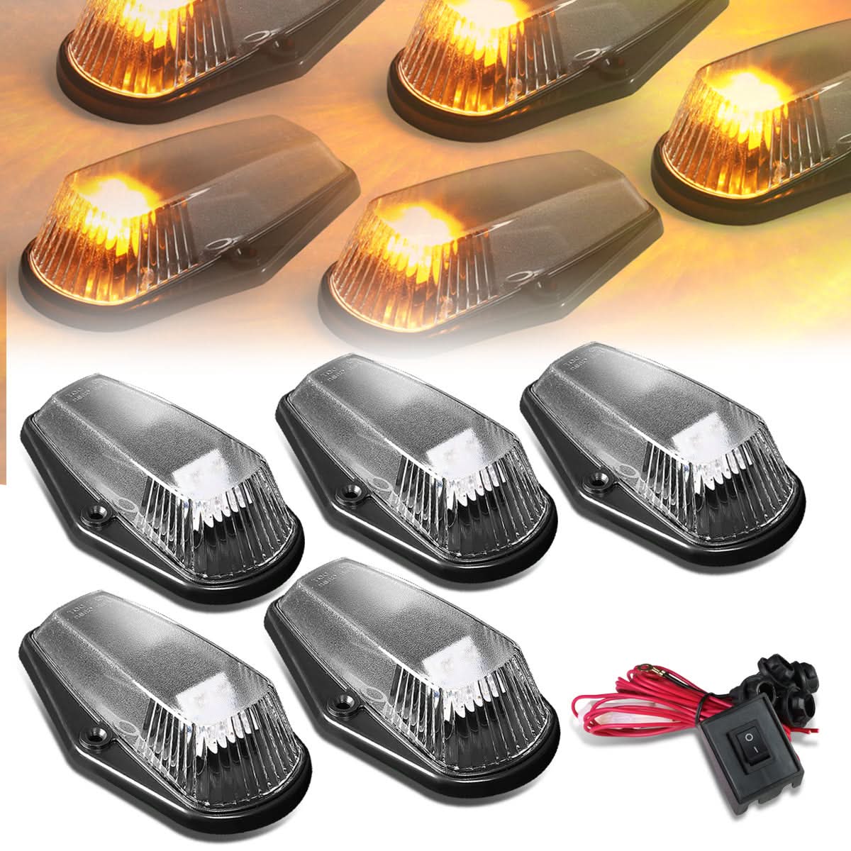 1980-1996 Ford Super Duty Cab Light - Black Housing with Amber LED