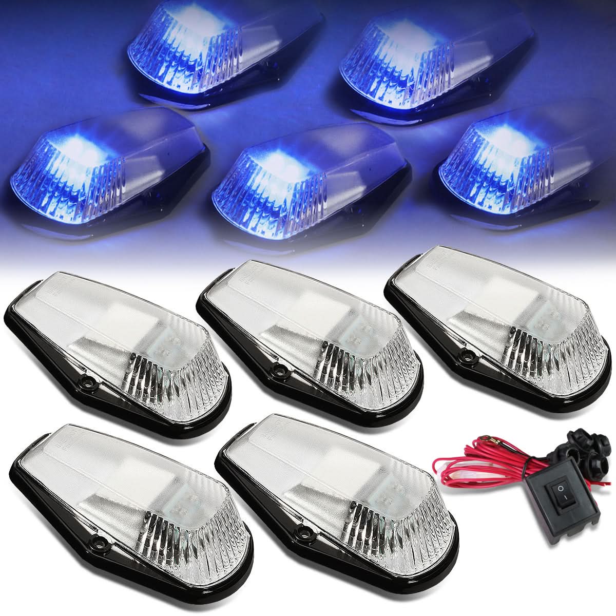 80-96 Ford Super Duty Chrome Housing Blue LED Cab Light