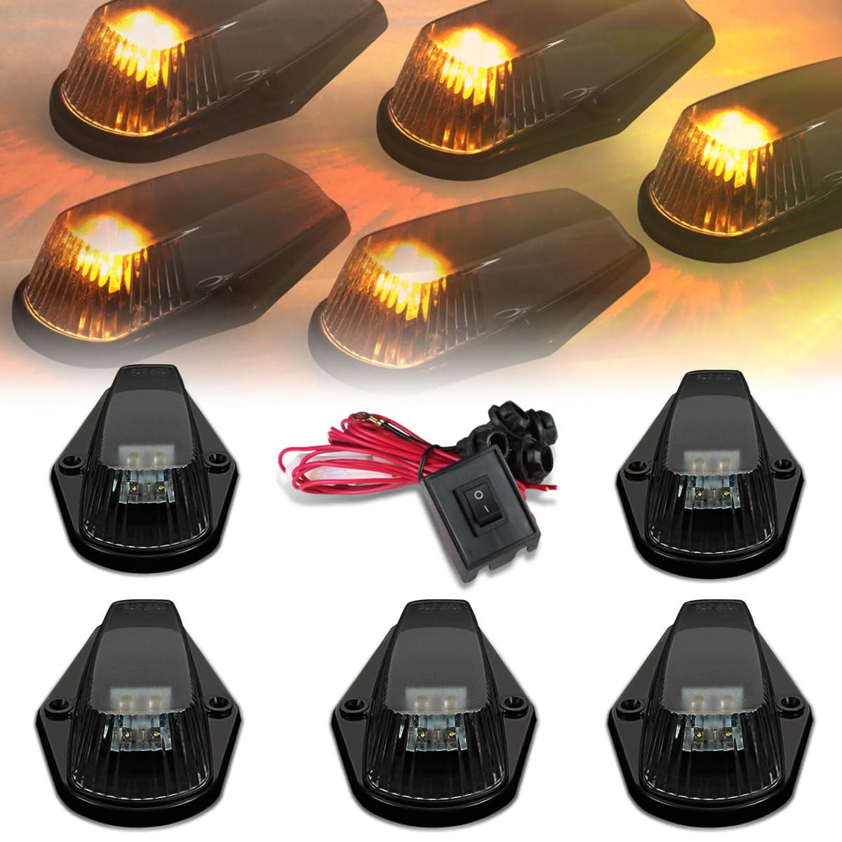 80-96 Ford Super Duty Smoke Housing Amber LED Cab Light