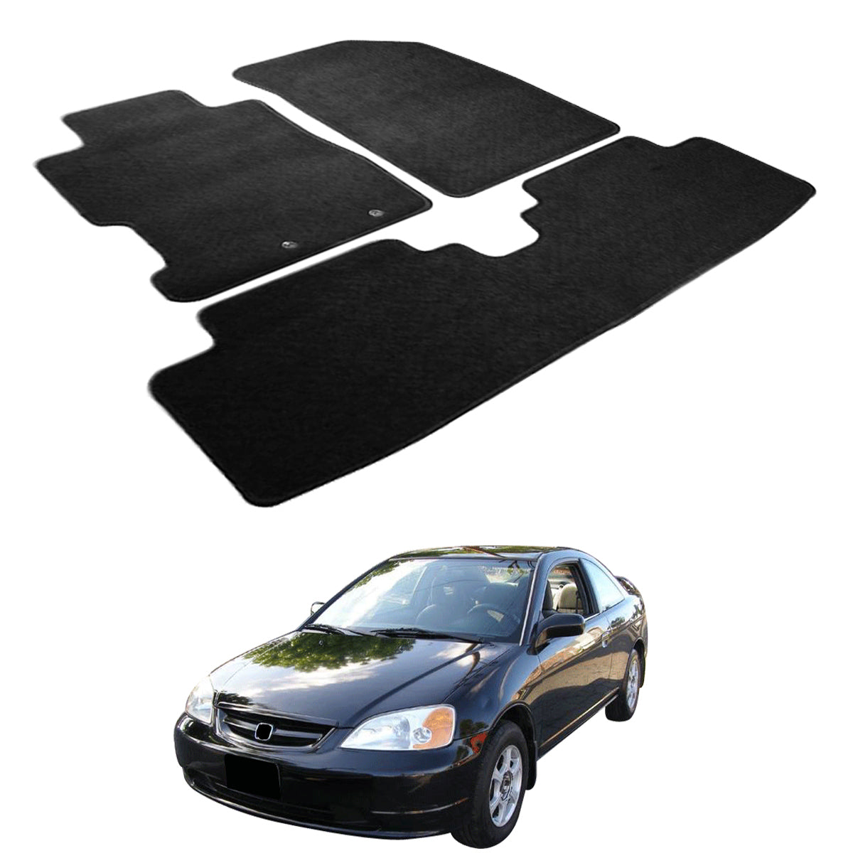 2001-2005 Honda Civic Best Car Floor Mats - 3PC Nylon Set - IKON