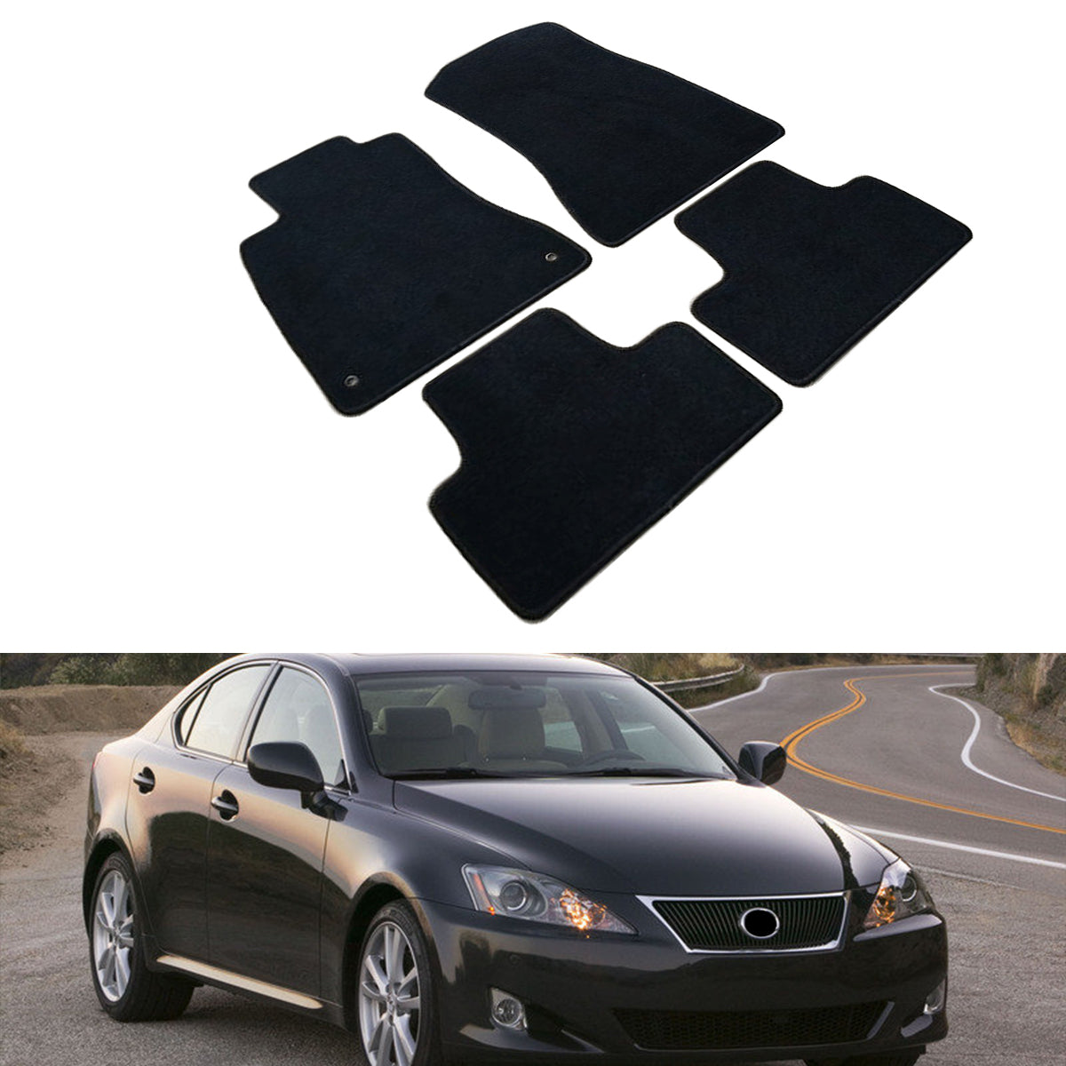 Car Floor Mat for 2006-2012 Lexus IS350 IS250 OEM Fitment Black Nylon