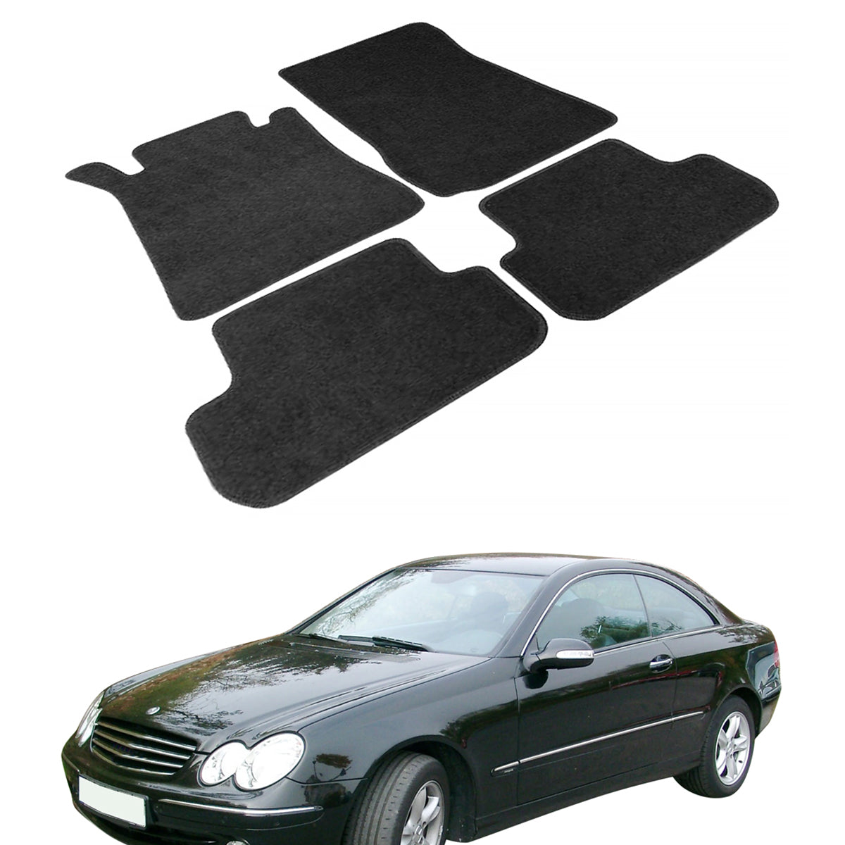 Car Floor Mat for 2003-09 Mercedes-Benz W209 CLK Class Black 4PC Nylon