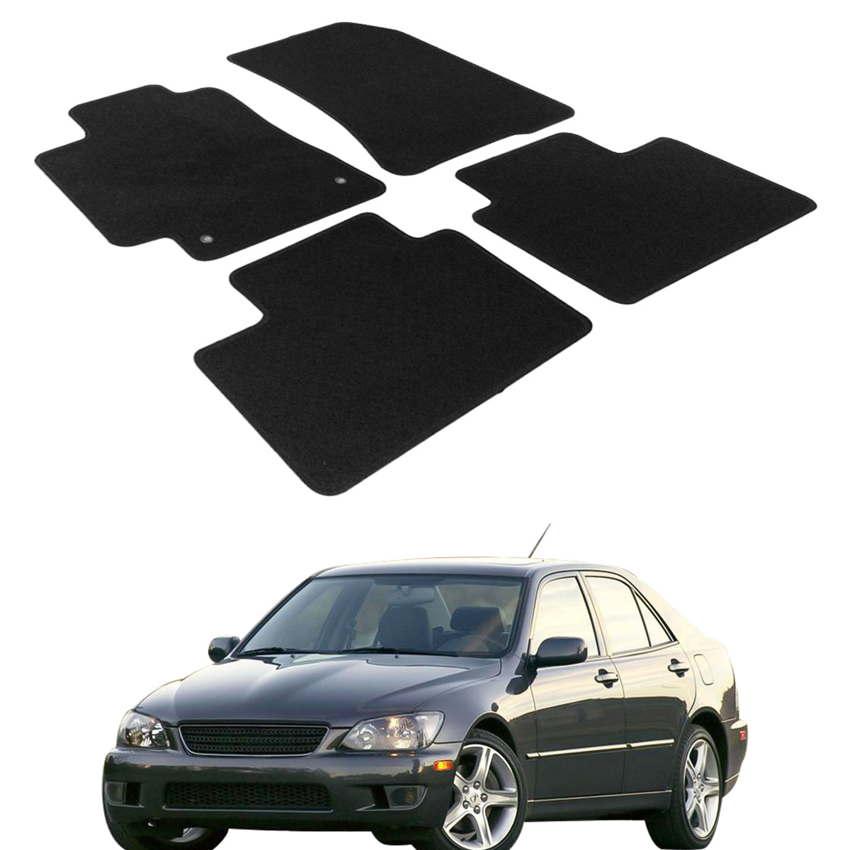 Car Floor Mat for 2001-2005 Lexus IS300 Black Carpet 4PC Nylon