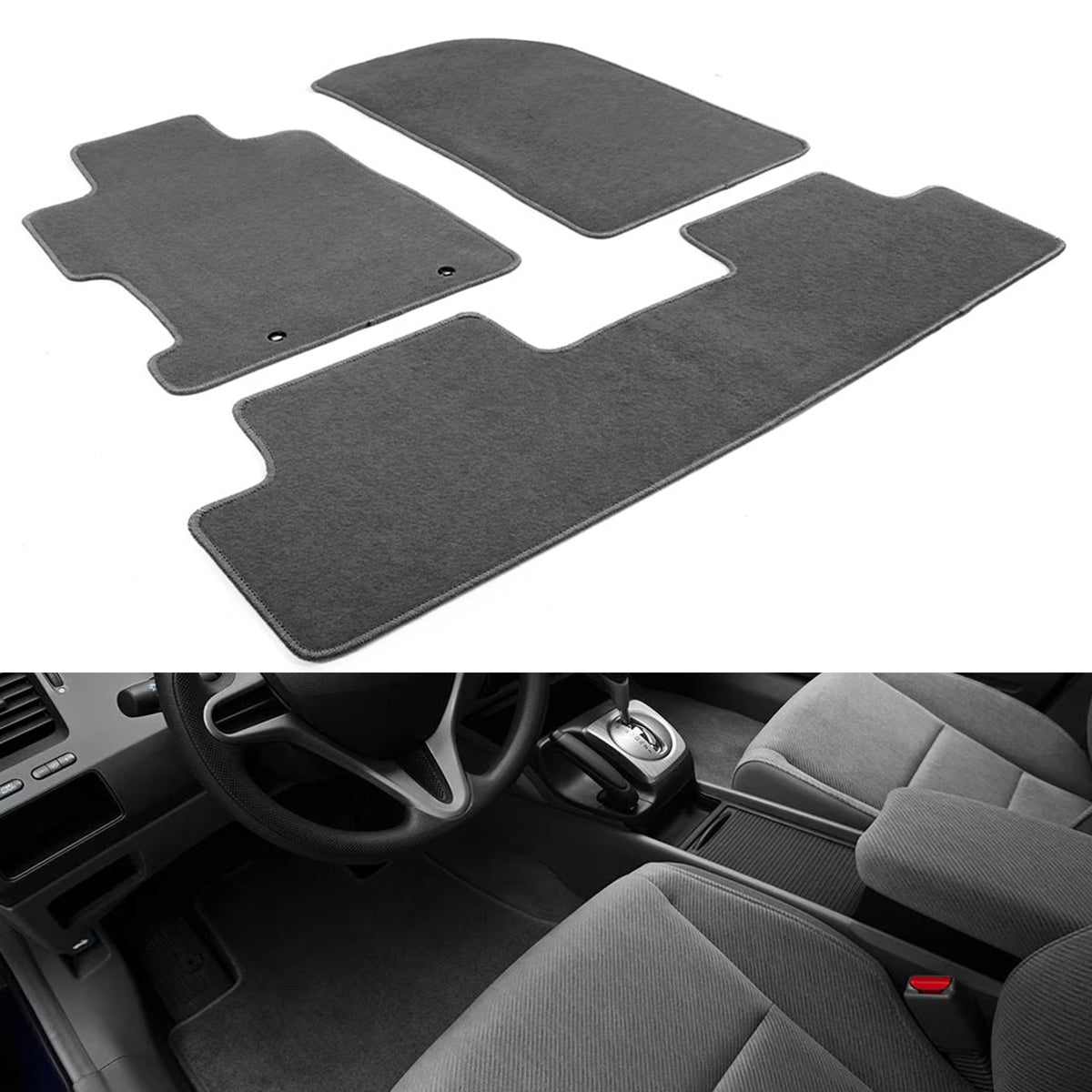 Best Car Mats for Honda Civic 2006-2011 2/4 Door Nylon 3PCS