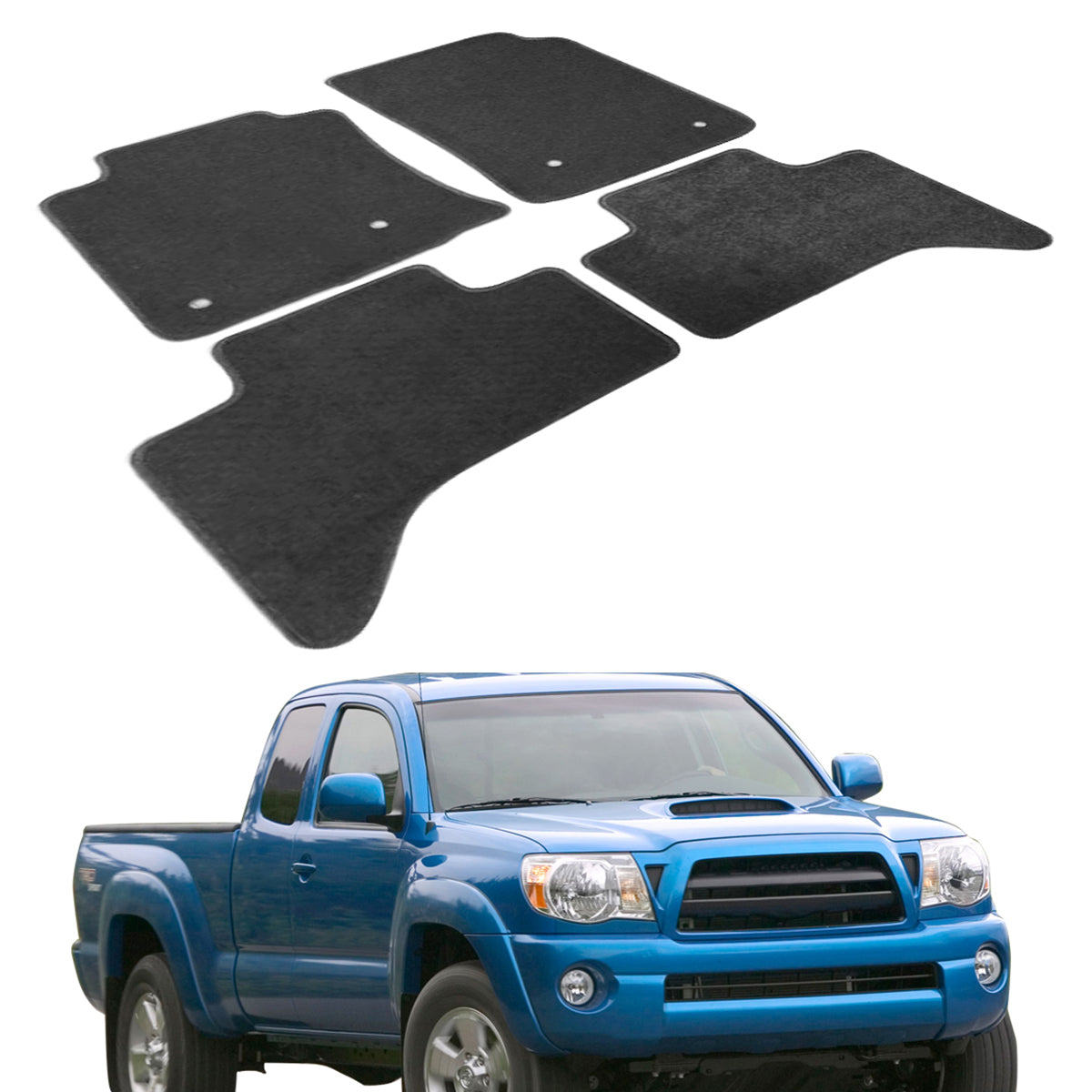 Car Floor Mat for 2005-2010 Toyota Tacoma Black Carpet 4PC Nylon