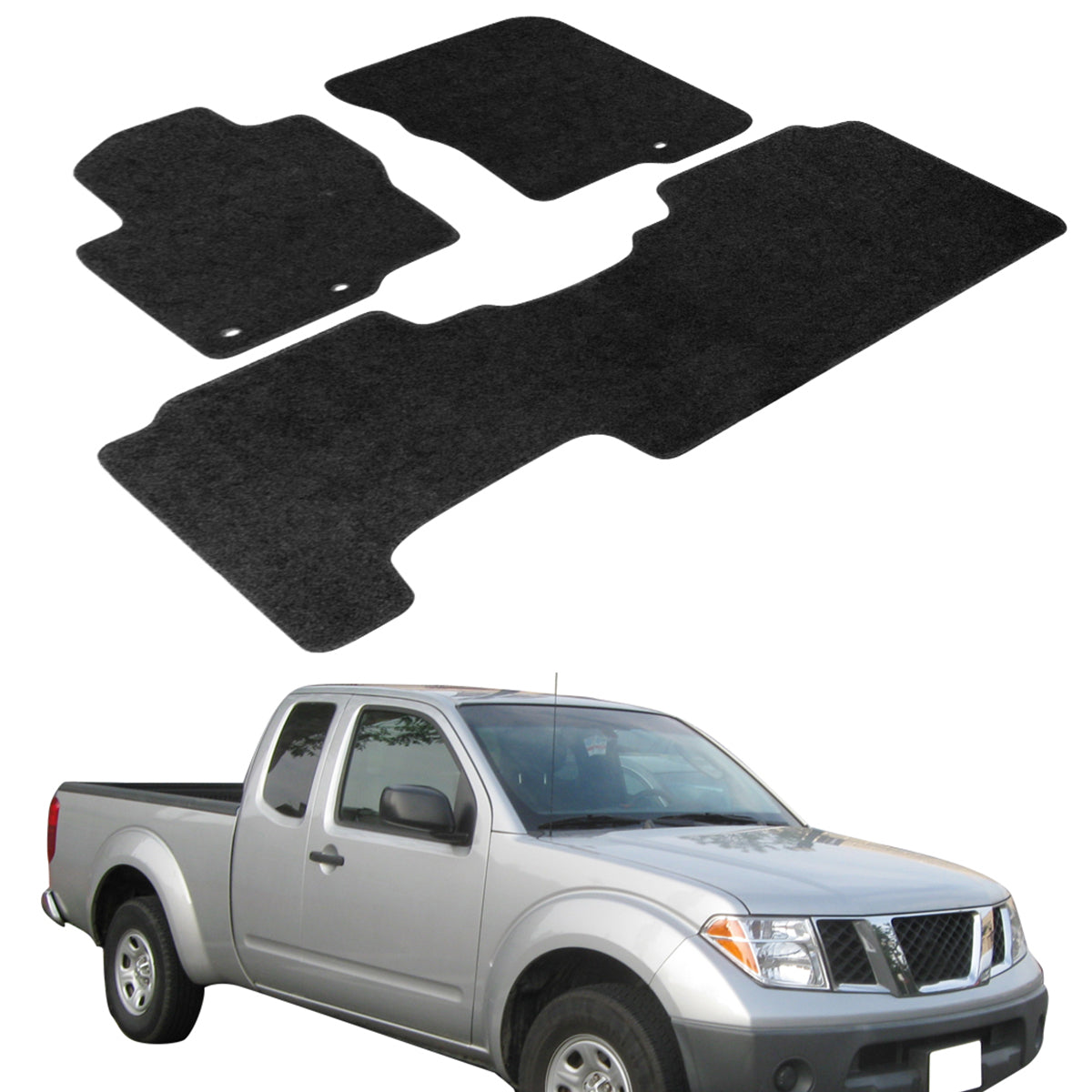 Car Floor Mat for 2005-2010 Nissan Frontier Black Carpet 3PC Nylon
