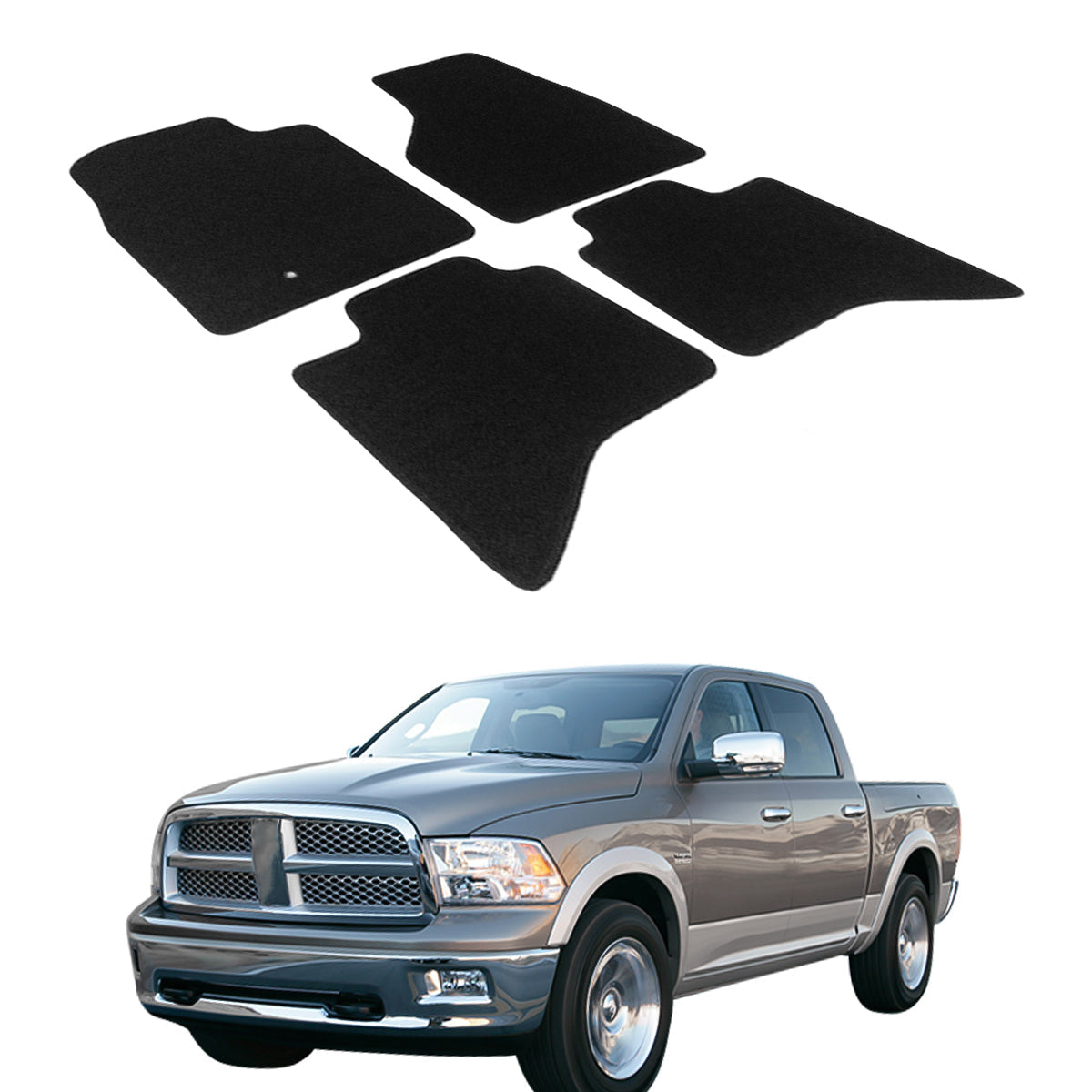 Car Floor Mat for 2009-2012 Dodge Ram Black Carpet 4PC Nylon