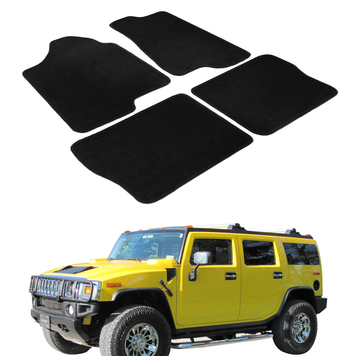 Car Floor Mat for 2003-2009 Hummer H2 Black Carpet 4PC Nylon