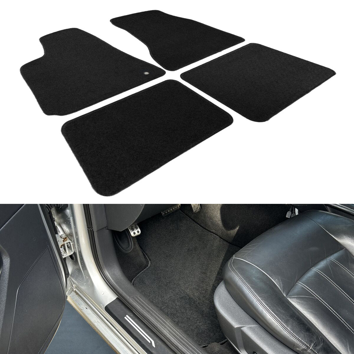 Car Floor Mat for 2005-2010 Chrysler 300 300C Black Carpet 4PC Nylon
