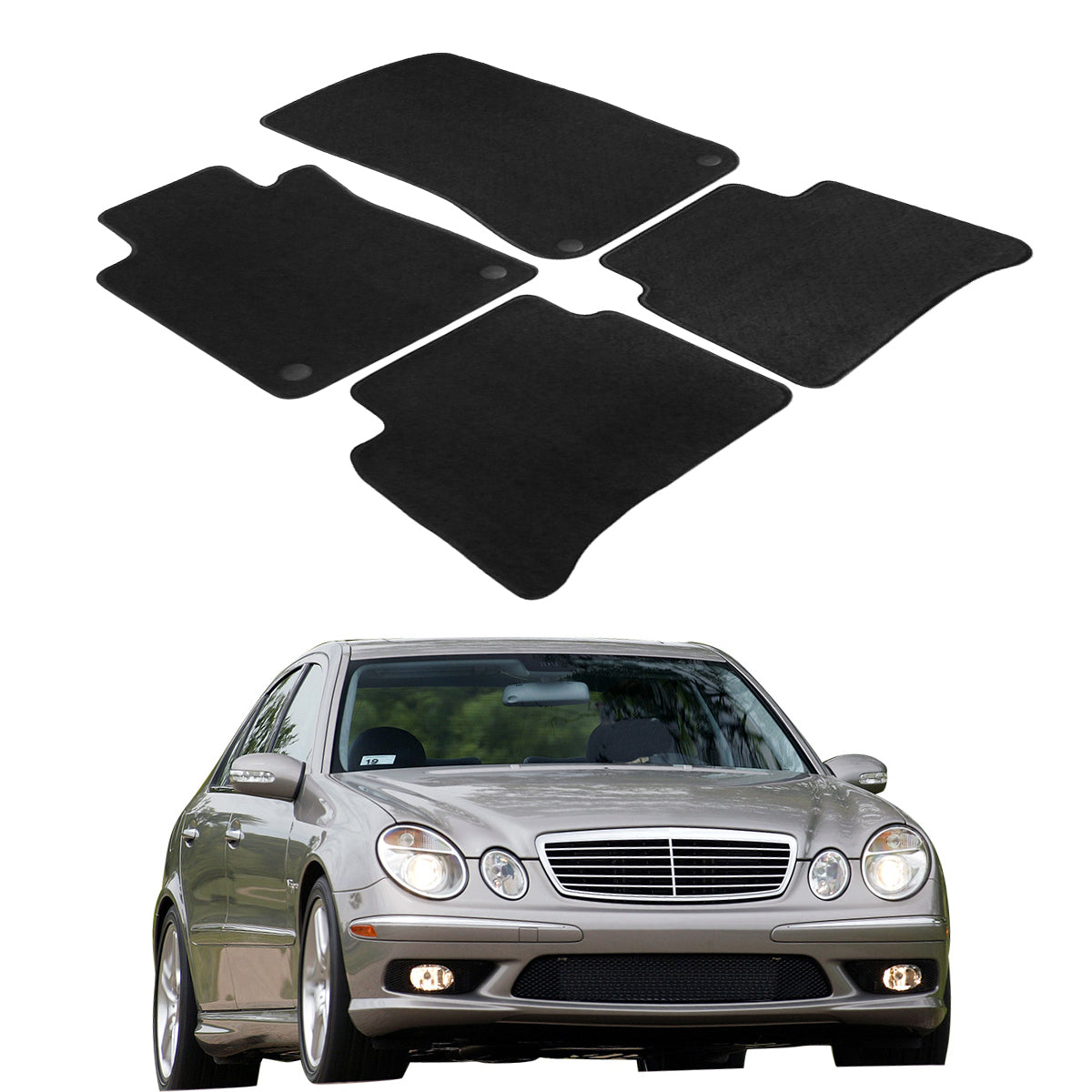 Car Floor Mat for 2003-09 Mercedes-Benz W211 E-Class Black Carpet 4PC