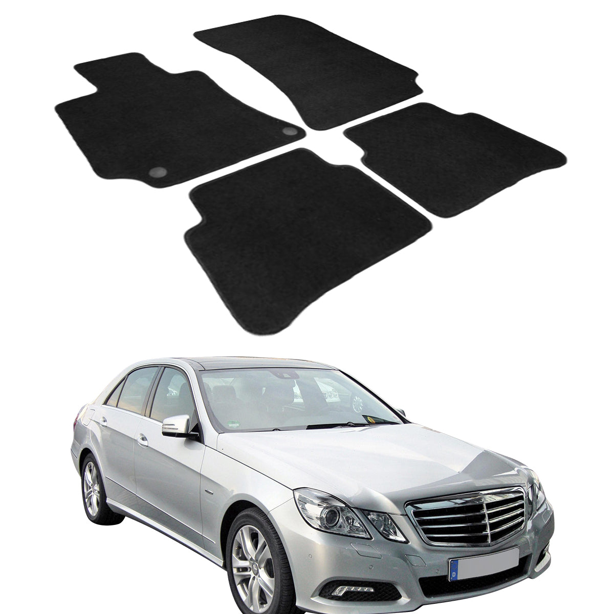 Car Floor Mat for 2010-16 Mercedes-Benz W212 E Class Black Carpet 4PC