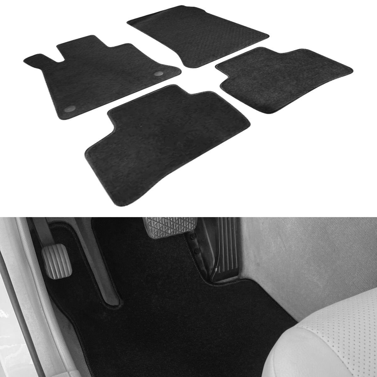 Car Floor Mat for 2010-2015 Mercedes-Benz GLK Class Black 4PC Nylon