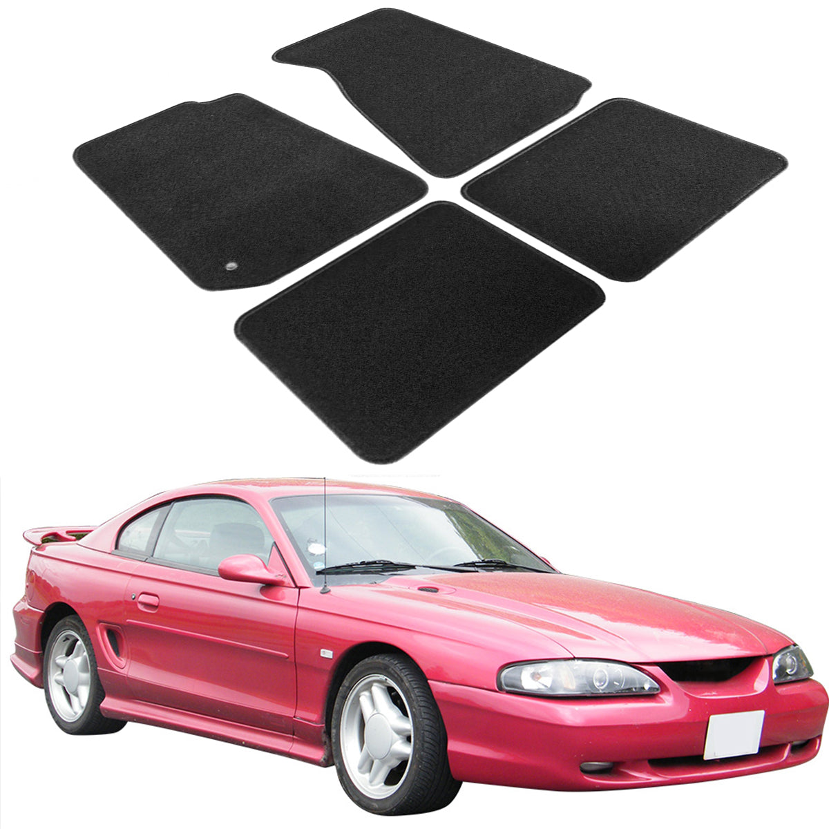 Car Floor Mat for 1994-1998 Ford Mustang Black Carpet 4PC Nylon