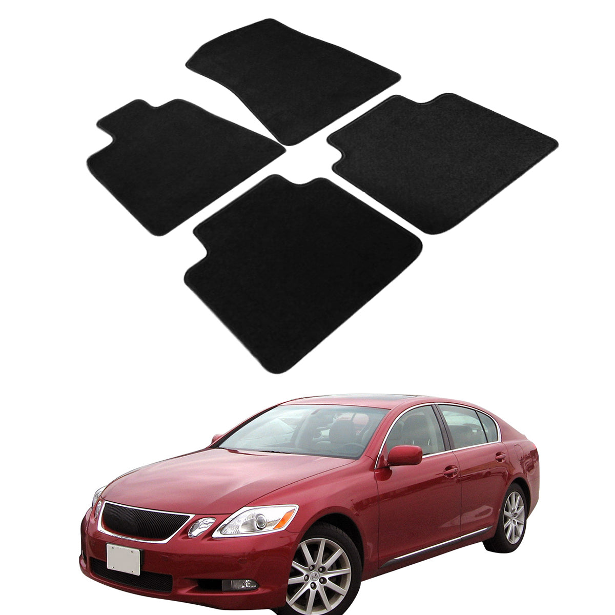 Car Floor Mat for 2006-2011 Lexus GS300 GS350 Black Carpet 4PC Nylon