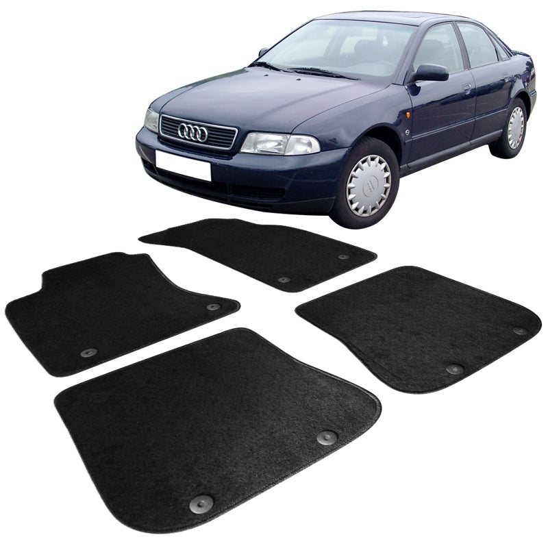 Car Floor Mat for 1996-2001 Audi A4 Black Carpet 4PC Nylon