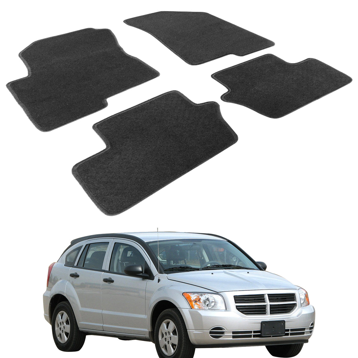 Car Floor Mat for 2007-2012 Dodge Caliber Black Carpet 4PC Nylon