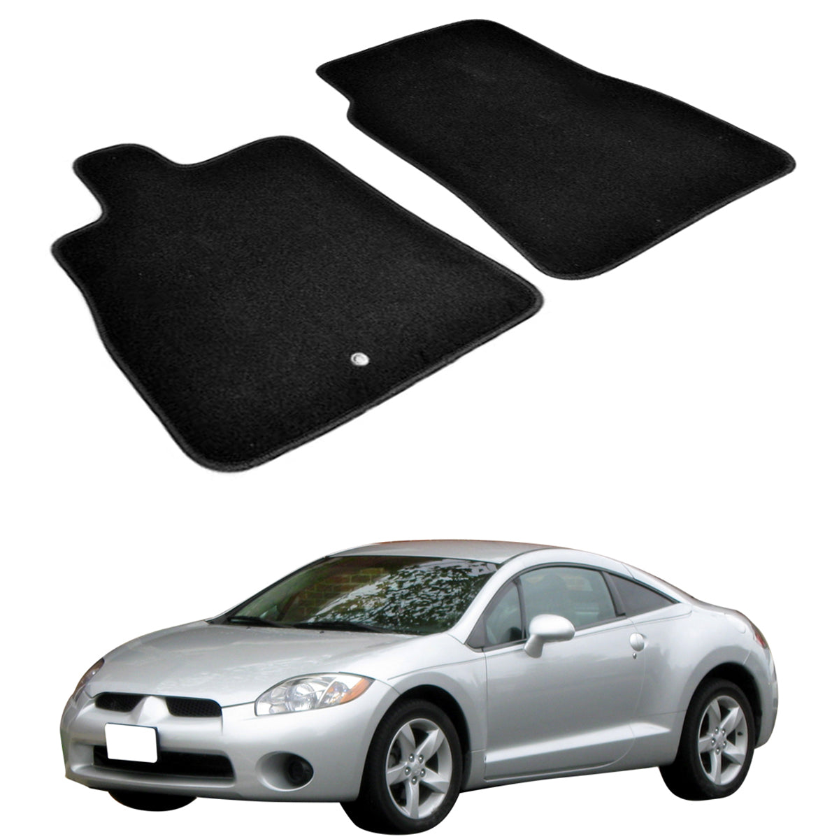 Car Floor Mat for 2006-2012 Mitsubishi Eclipse Black Carpet 2PC Nylon