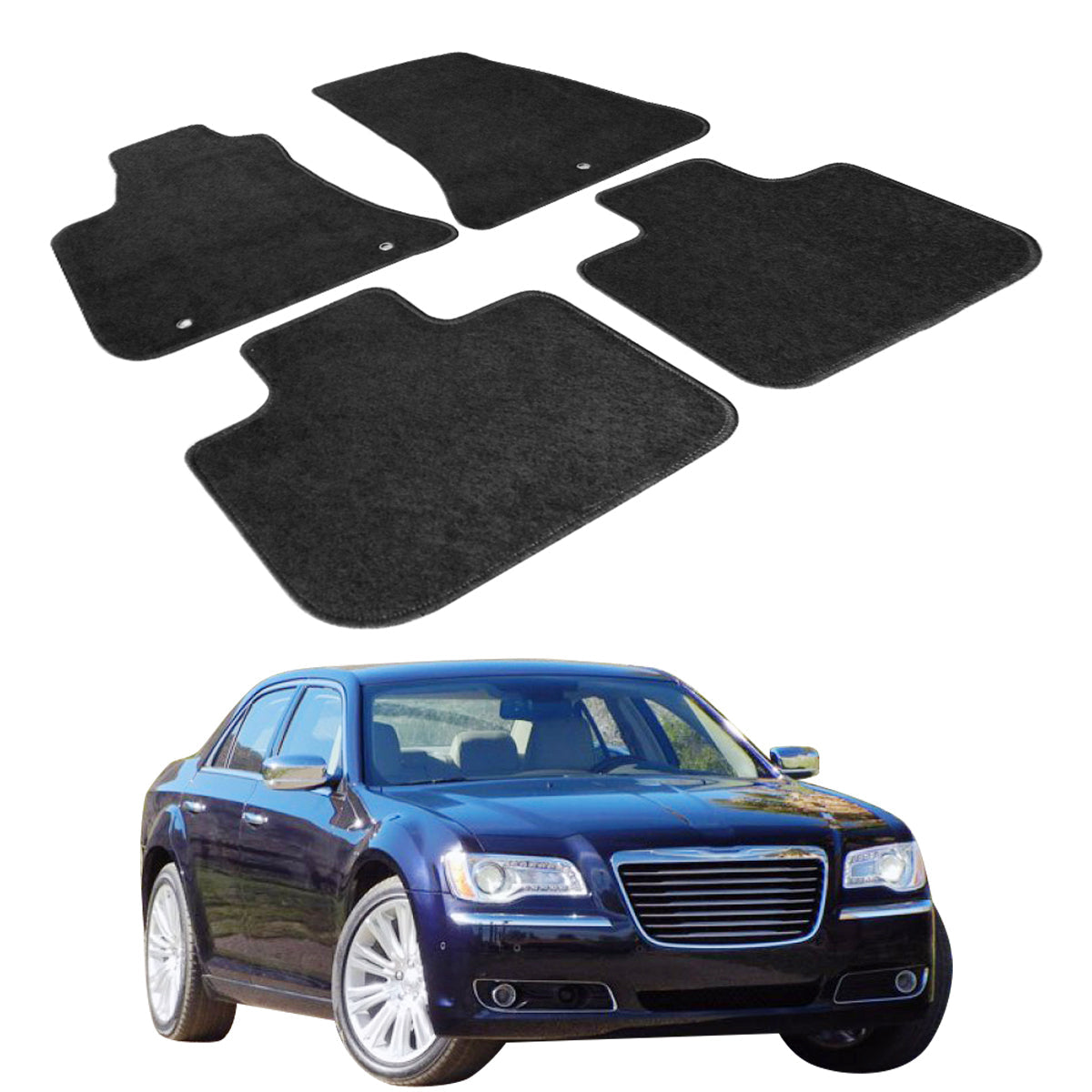 Car Floor Mat for 2011-2023 AWD Chrysler 300 Dodge Charger Black Nylon