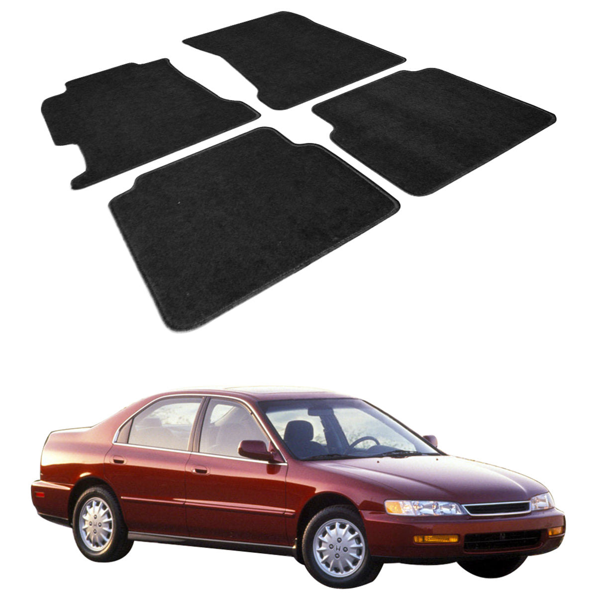 Car Floor Mat for 1994-1997 Honda Accord Black Carpet 4PC Nylon