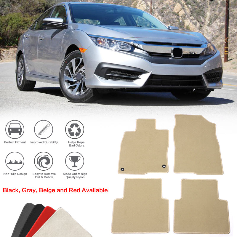 2016-2021 Honda Civic 4-Door Car Floor Mats Carpet 4PC Nylon