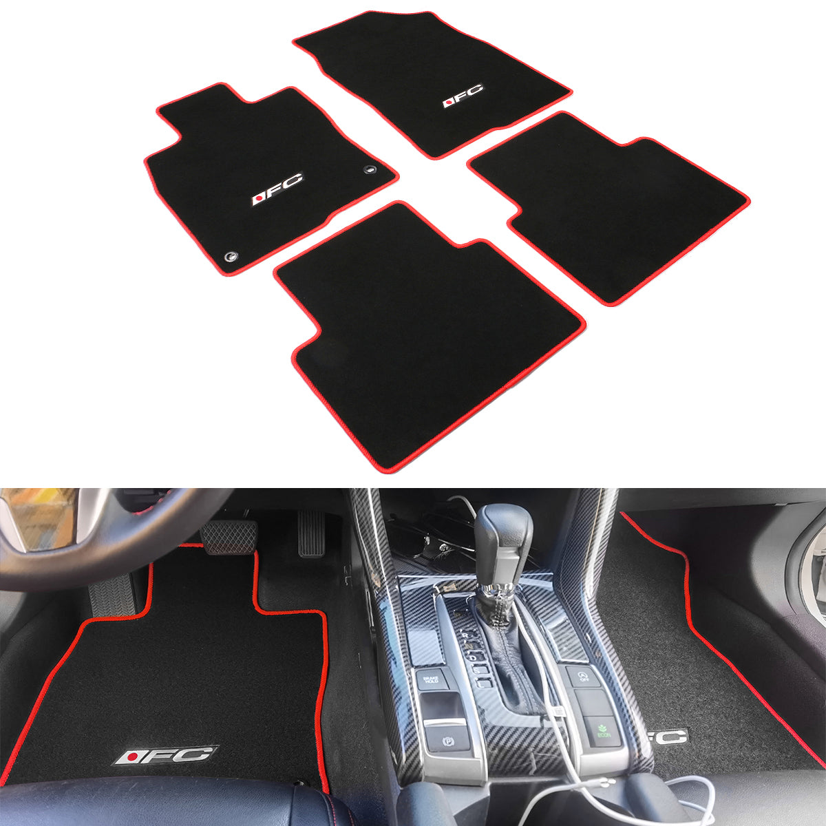 2016-2021 Honda Civic 4-Door Car Floor Mats Carpet 4PC Nylon