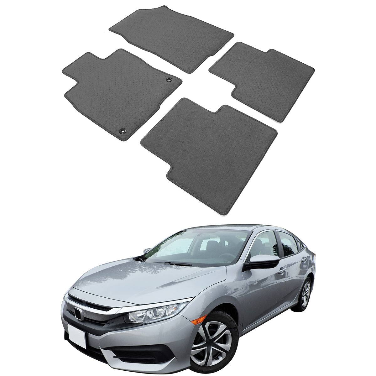 2016-2021 Honda Civic 4-Door Car Floor Mats Carpet 4PC Nylon