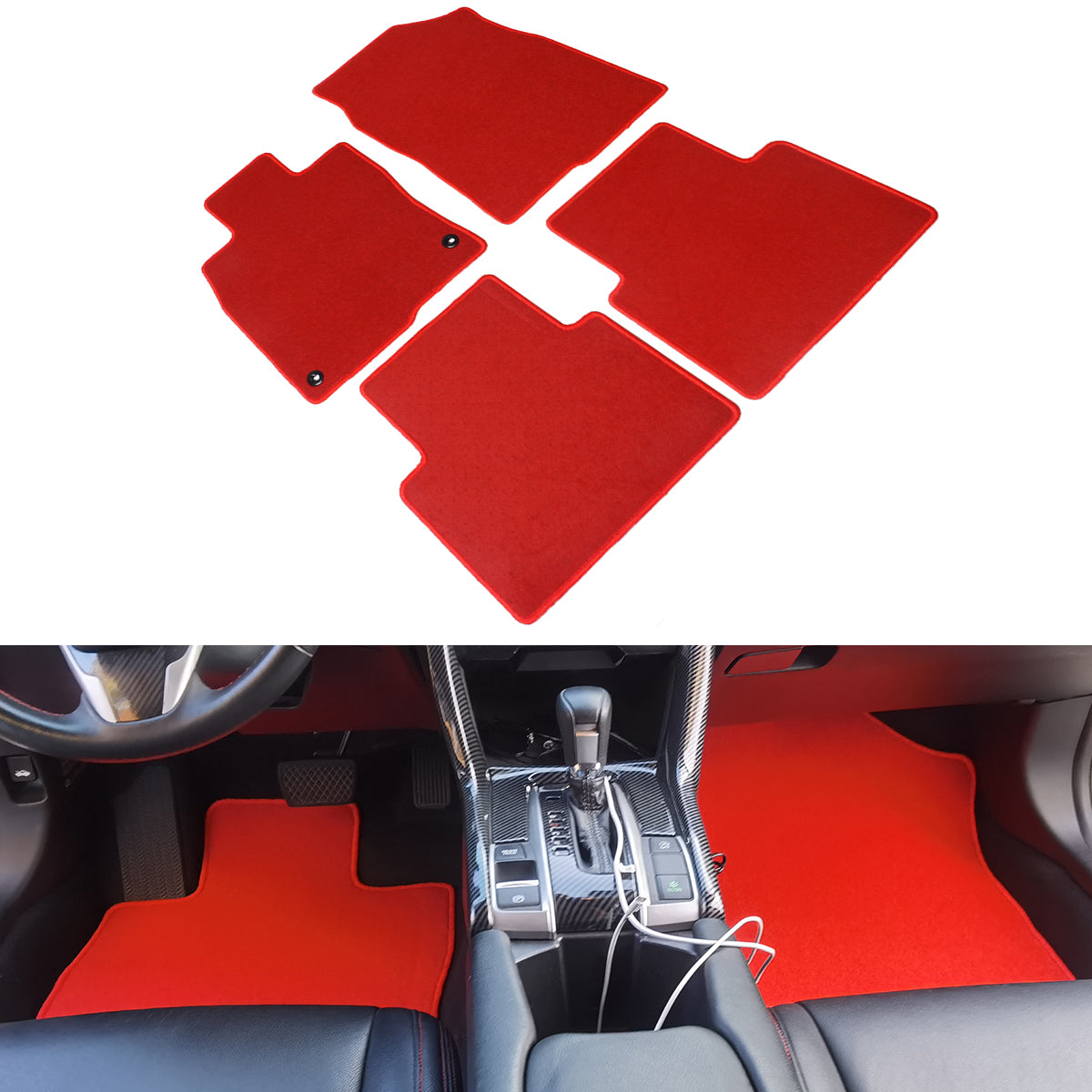 2016-2021 Honda Civic 4-Door Car Floor Mats Carpet 4PC Nylon