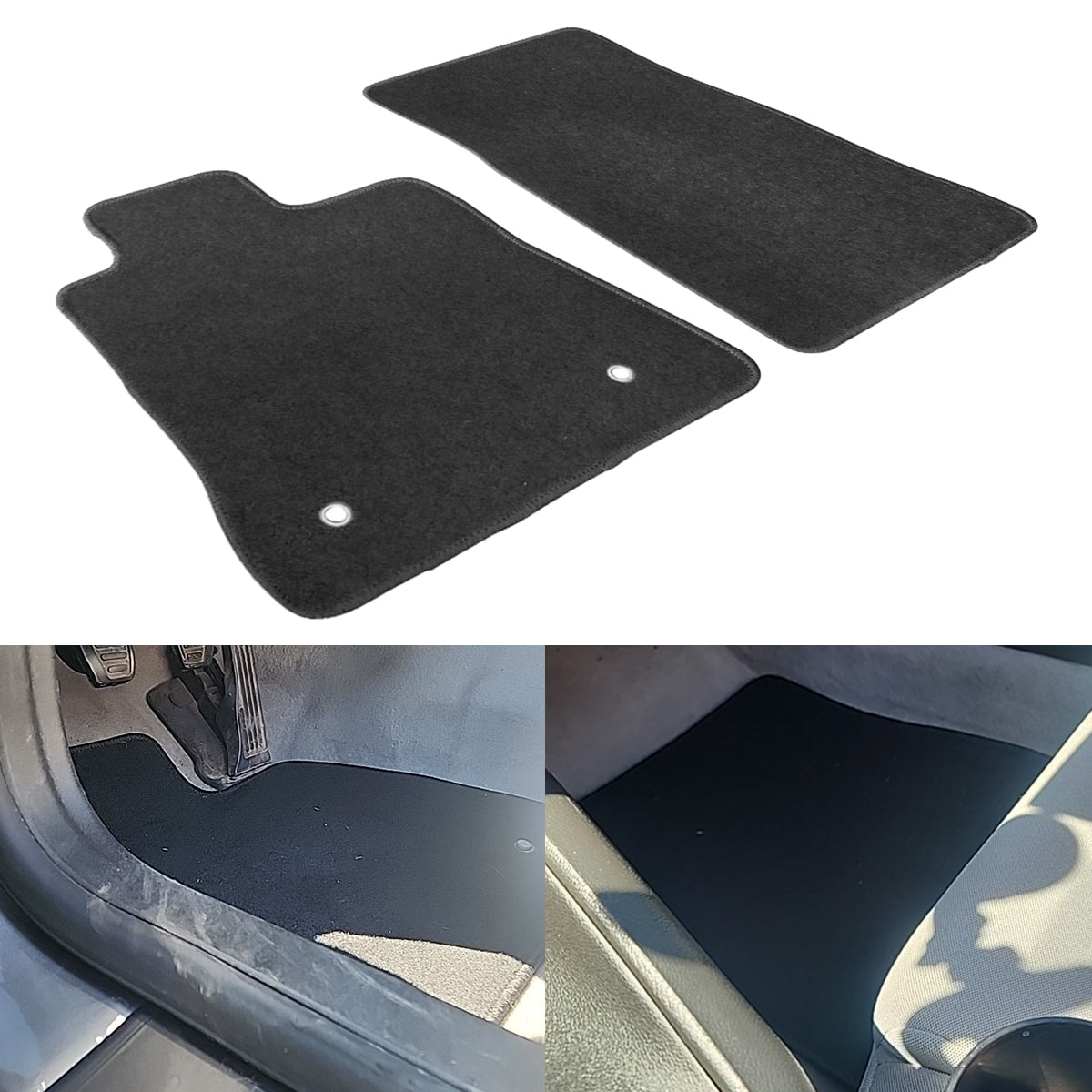 Car Floor Mat for 2016-2024 Chevy Camaro Black Carpet 2PC Nylon