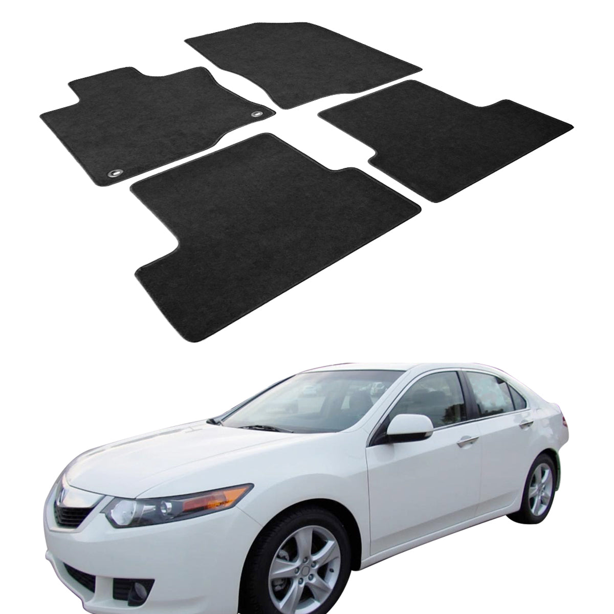 Car Floor Mat for 2009-2014 Acura TSX Black Carpet 4PC Nylon