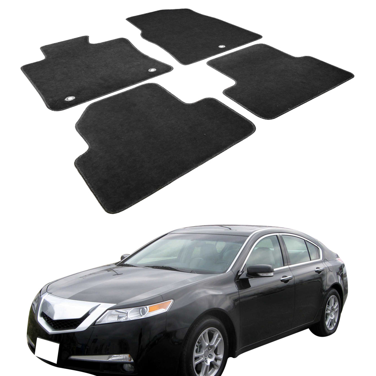 Car Floor Mat for 2009-2014 Acura TL Black Carpet 4PC Nylon