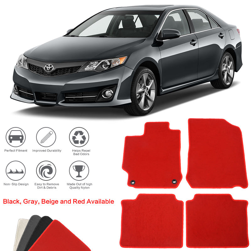 2012-2017 Toyota Camry Car Floor Mats Carpet 4PC Nylon & Latex Rubber