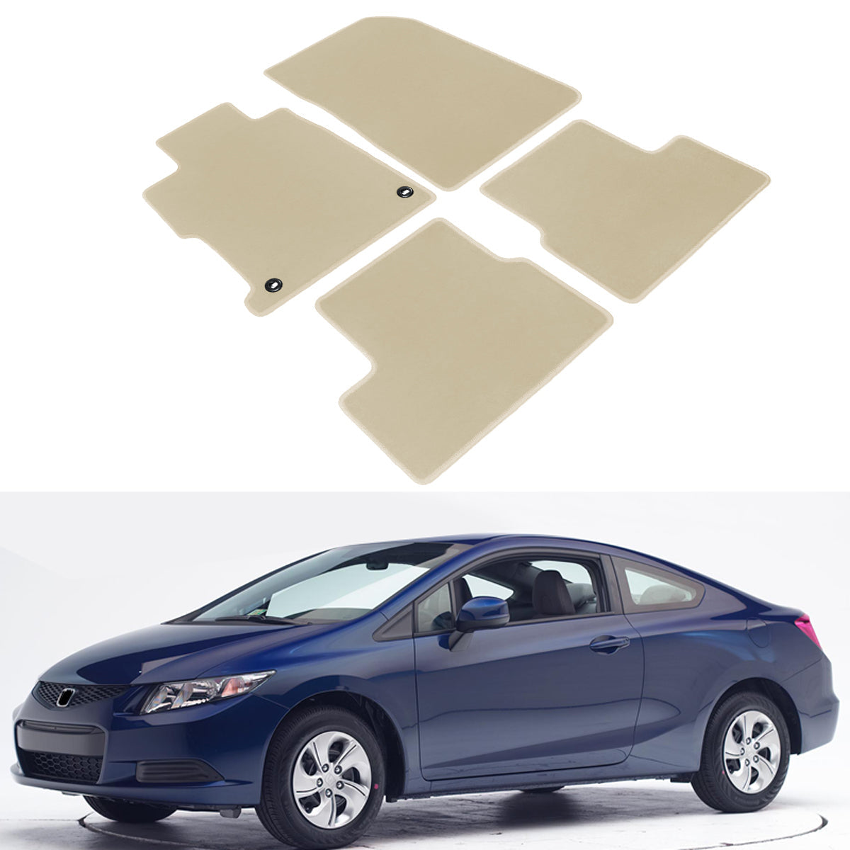 2012-2015 Honda Civic Coupe Car Floor Mats Carpet 4PC Nylon