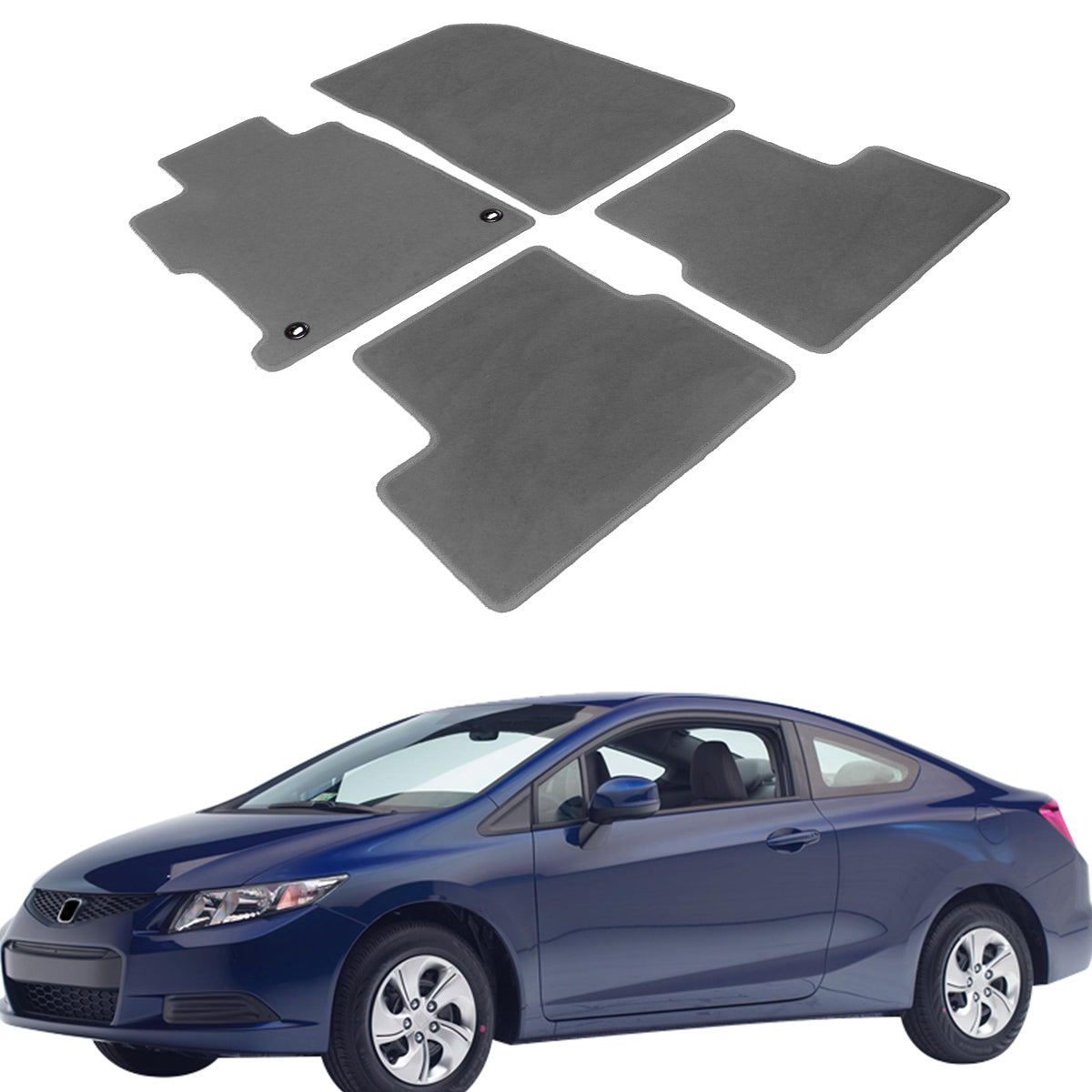 2012-2015 Honda Civic Coupe Car Floor Mats Carpet 4PC Nylon