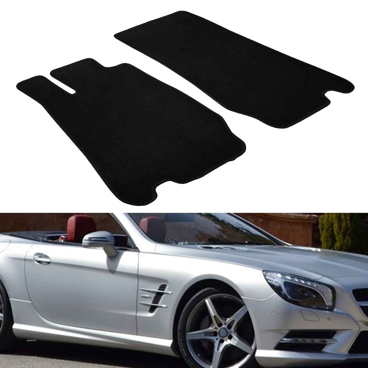 Car Floor Mat for 2003-2012 Mercedes SL Black Anti Slip  Nylon 2PCS