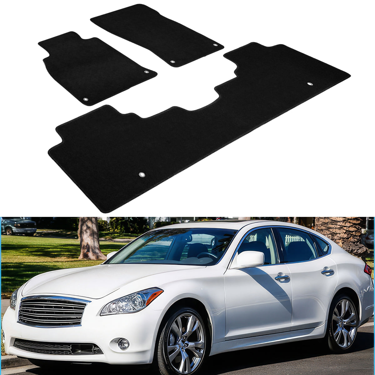 Car Floor Mat for 2011-2013 Infiniti M37 Black Car Nylon 3PC