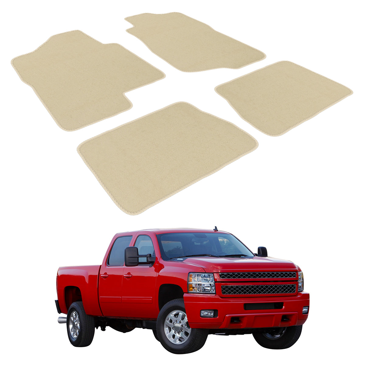 2007-2013 Chevrolet Silverado GMC Sierra Crew Cab Floor Mats 4PC Nylon