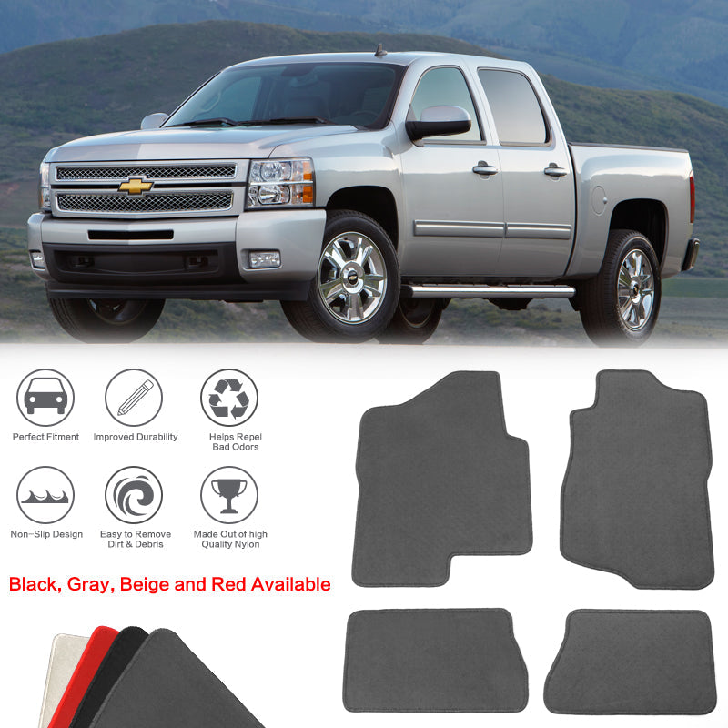 2007-2013 Chevrolet Silverado GMC Sierra Crew Cab Floor Mats 4PC Nylon