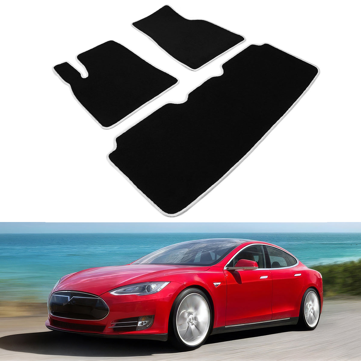 2012-2019 Tesla Model S Latex Floor Mats All Weather Carpet Black