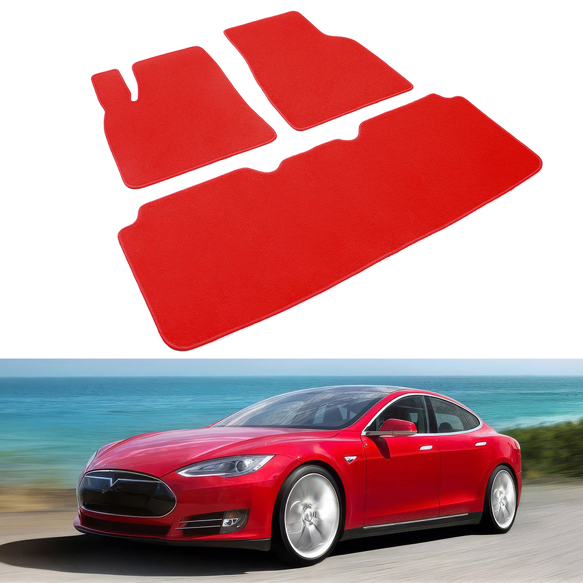 2012-2019 Tesla Model S Latex Floor Mats All Weather Carpet Black