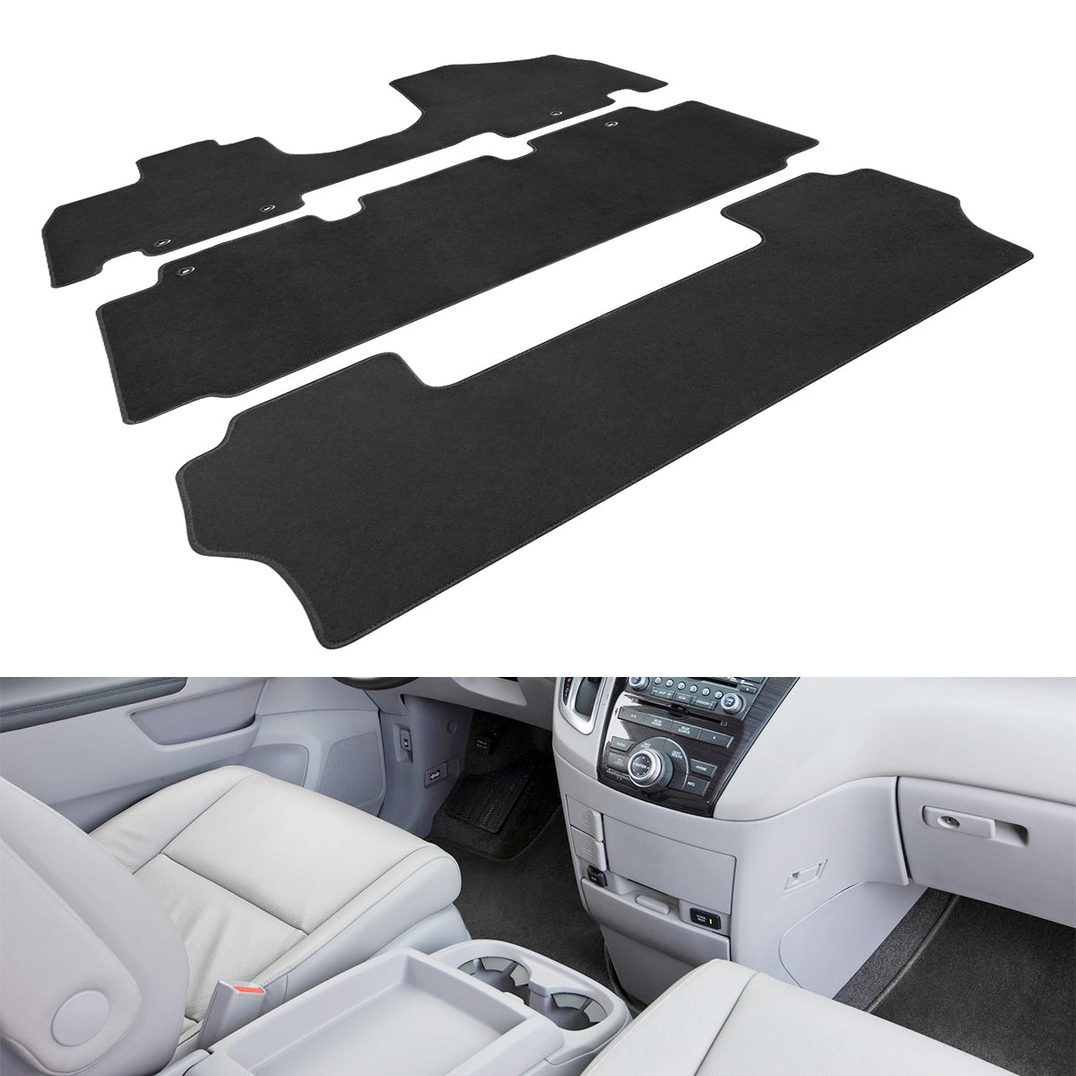 2011-2017 Honda Odyssey Car Floor Mats Carpet 3PC Nylon
