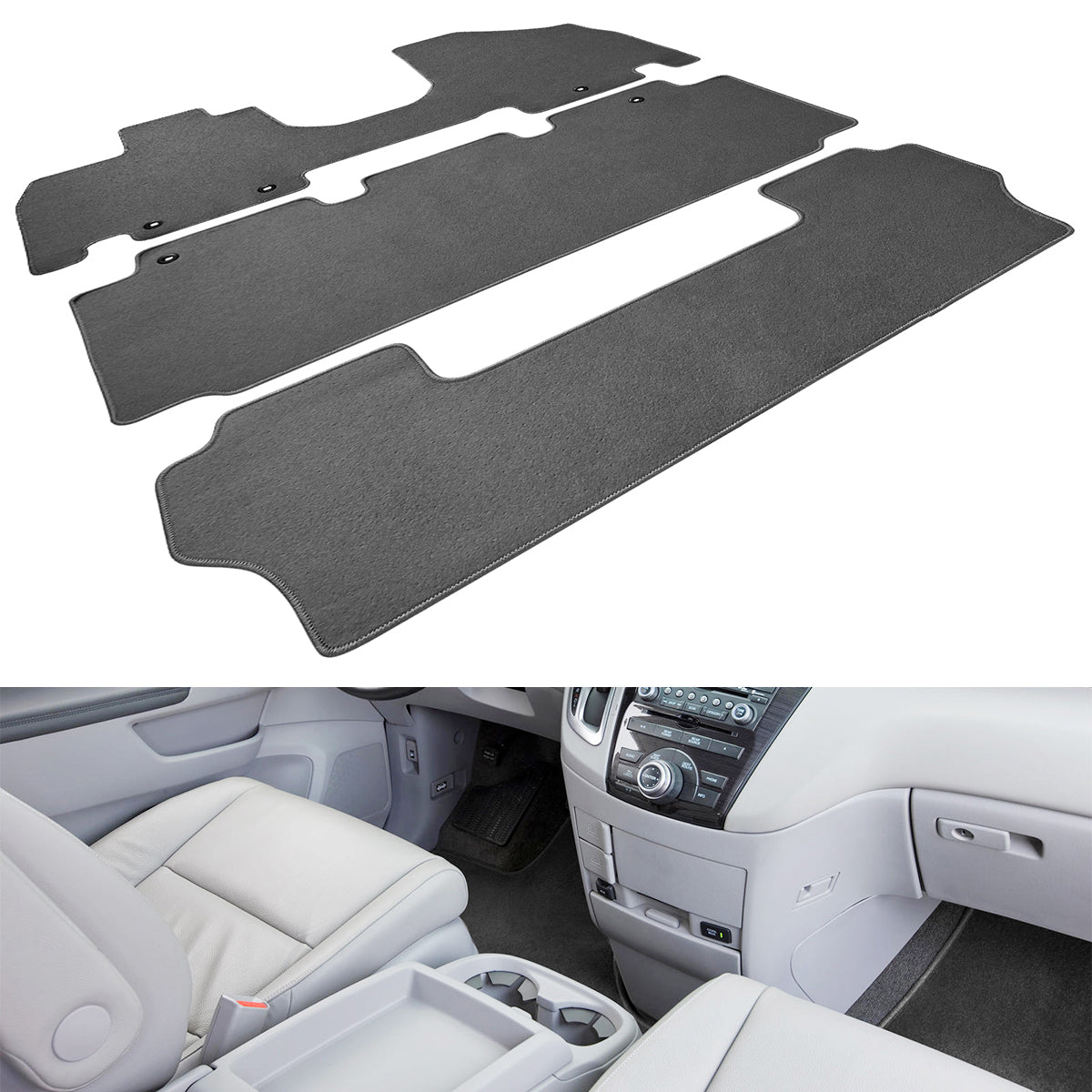 2011-2017 Honda Odyssey Car Floor Mats Carpet 3PC Nylon