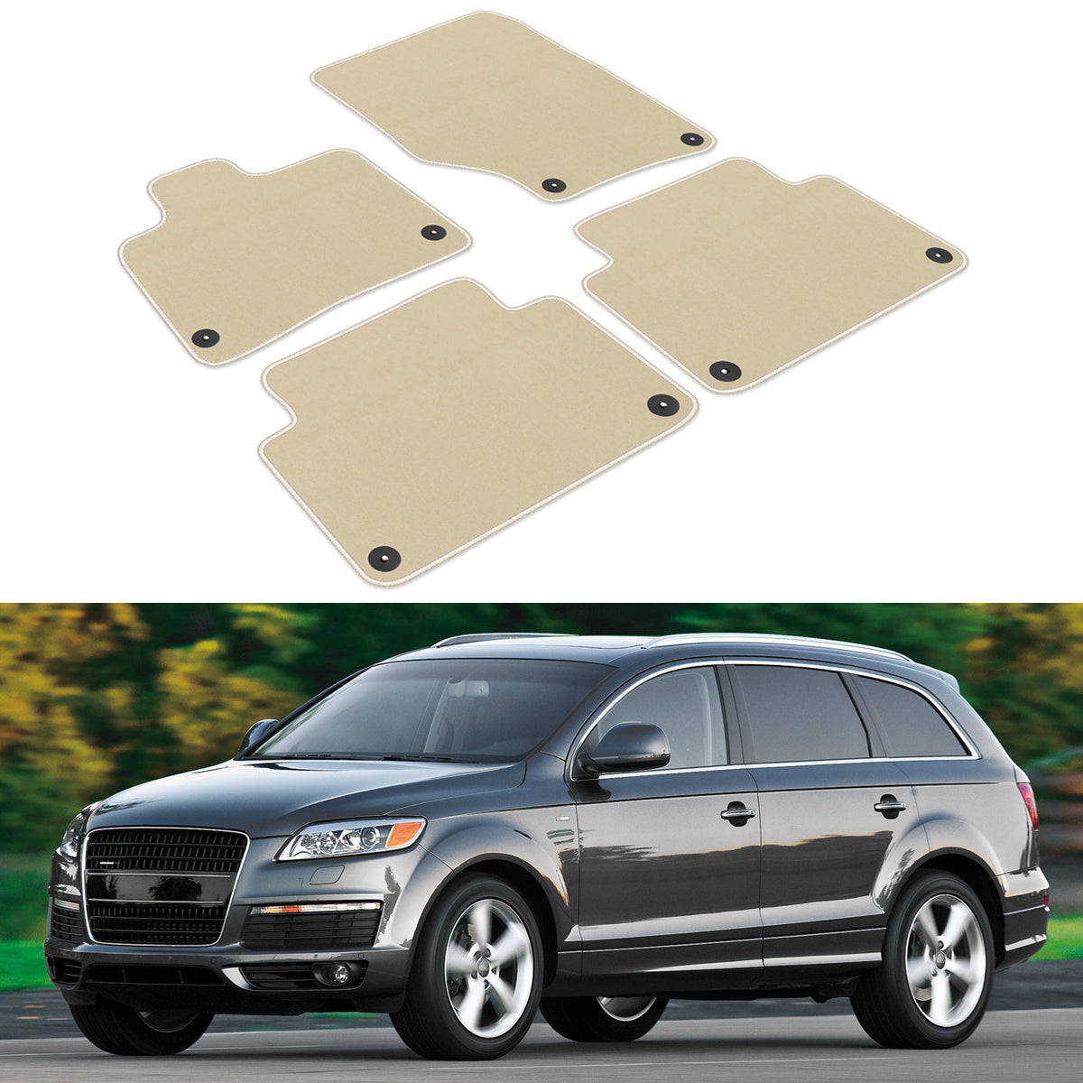 2007-2015 Audi Q7 Nylon Floor Mats Liner Front Rear Carpets Set