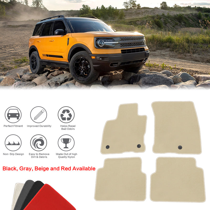2021-2025 Ford Bronco Sport Nylon Floor Mats Front Rear Carpets